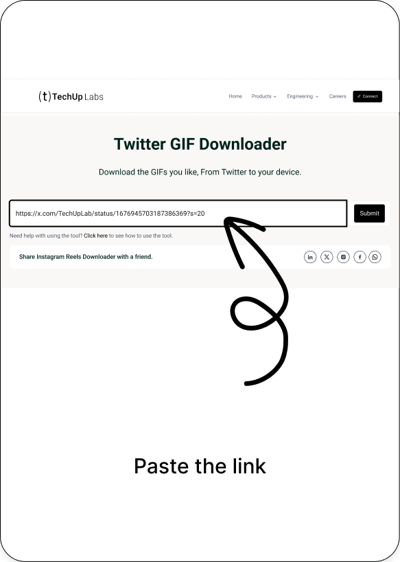 Second screenshot showing how to copy the URL from the video post on Twitter GIF.